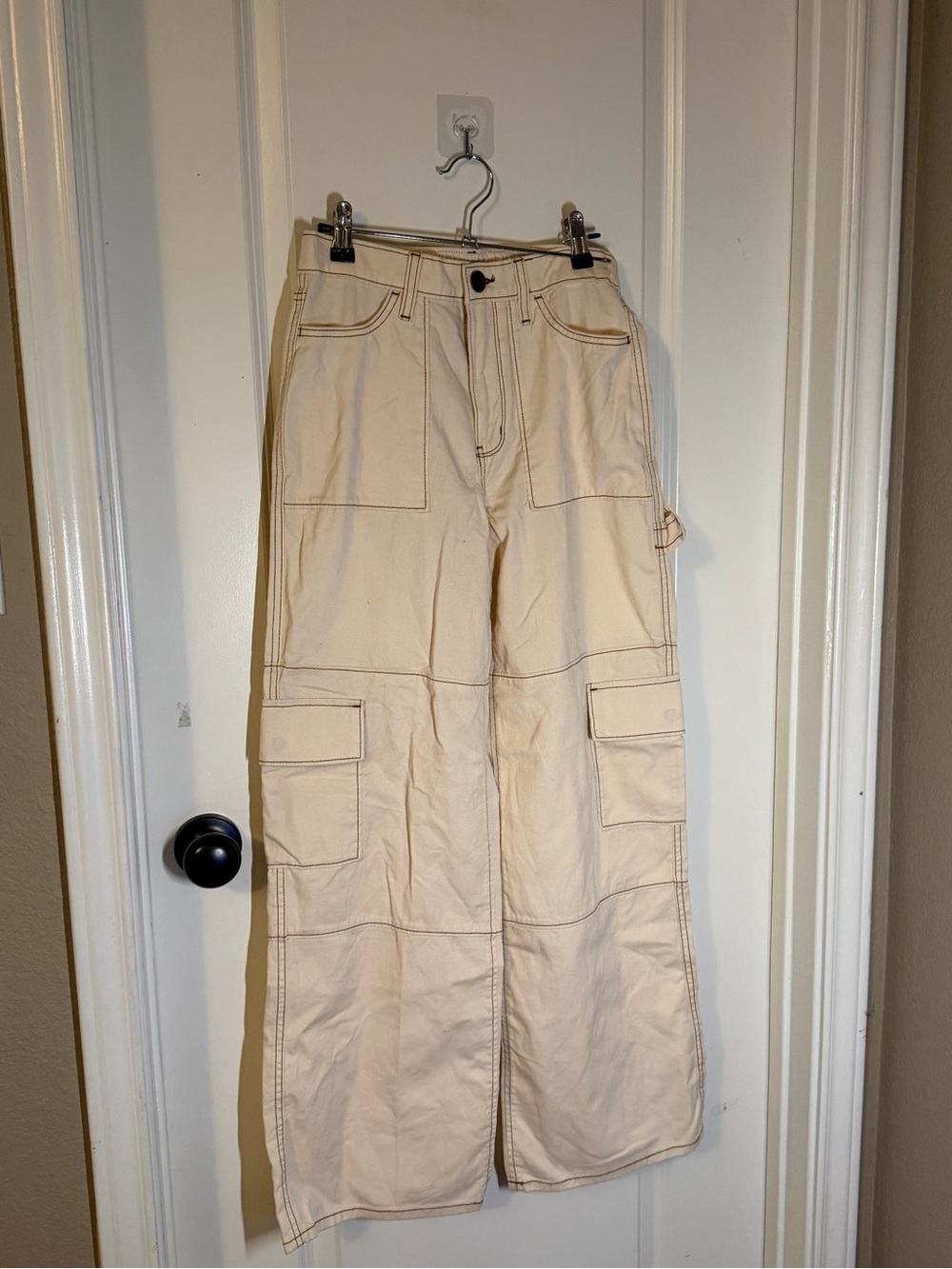 SO Women's Beige Wide Leg Cargo Pants